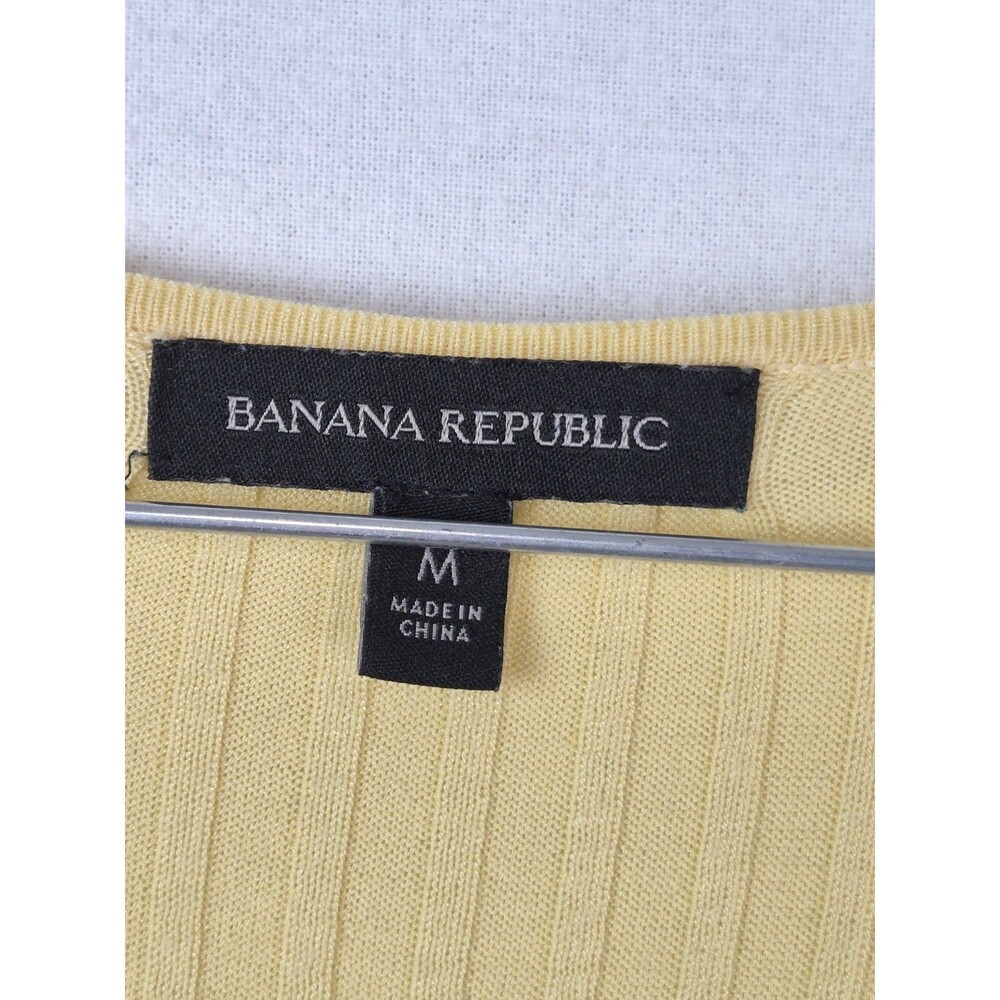 Banana Republic Women Butter Yellow Ribbed Sweater Dress Midi Knit Cotton Medium - Picture 8 of 8